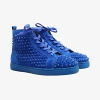 CristianLouboutin_BlueHighTopSpikes-1.1 Cristian Louboutin Blue Spikes - Tenis Bota Suela Roja