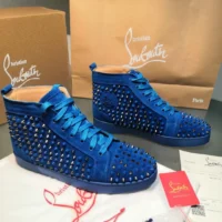 CristianLouboutin_BlueHighTopSpikes-2 Cristian Louboutin Blue Spikes - Tenis Bota Suela Roja