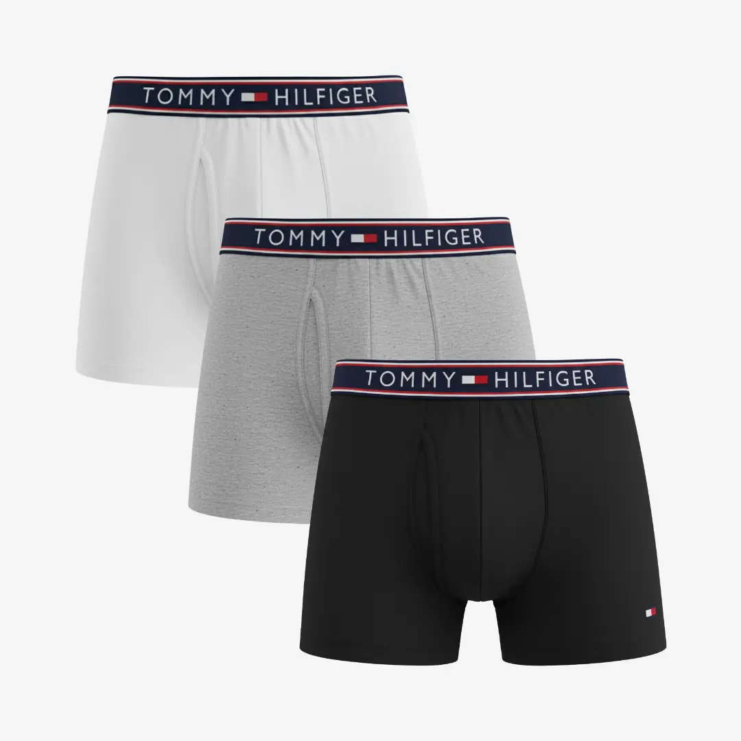 Tommy Hilfiger Pack de Boxers 3pz - Hombre Blanco, Gris, Negro