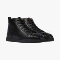 CristianLouboutin_BlackHighTopSpikes-1 Cristian Louboutin Black Spikes - Tenis Bota Suela Roja
