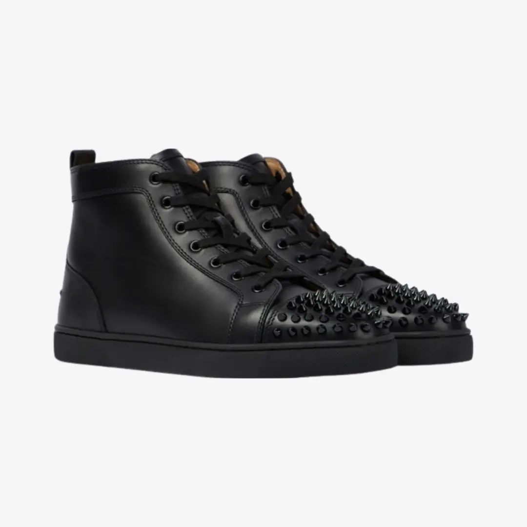 CristianLouboutin_BlackHighTopSpikes-1 Cristian Louboutin Black Spikes - Tenis Bota Suela Roja