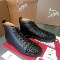 CristianLouboutin_BlackHighTopSpikes-2 Cristian Louboutin Black Spikes - Tenis Bota Suela Roja