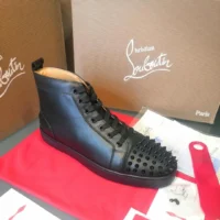CristianLouboutin_BlackHighTopSpikes-5 Cristian Louboutin Black Spikes - Tenis Bota Suela Roja