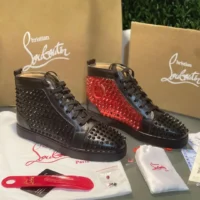 Cristian Louboutin Red Black Spikes - Tenis Bota Suela Roja