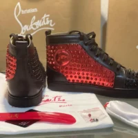 Cristian Louboutin Red Black Spikes - Tenis Bota Suela Roja