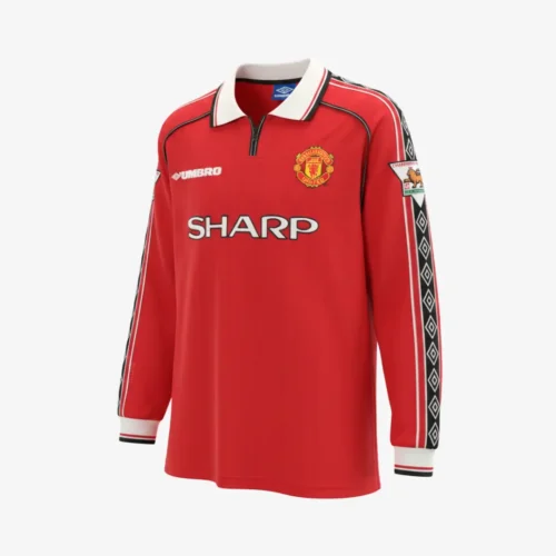 JerseyRetro_BKH98-1 Manchester United 1998 Beckham #7 - Jersey Fut Retro Manga Larga