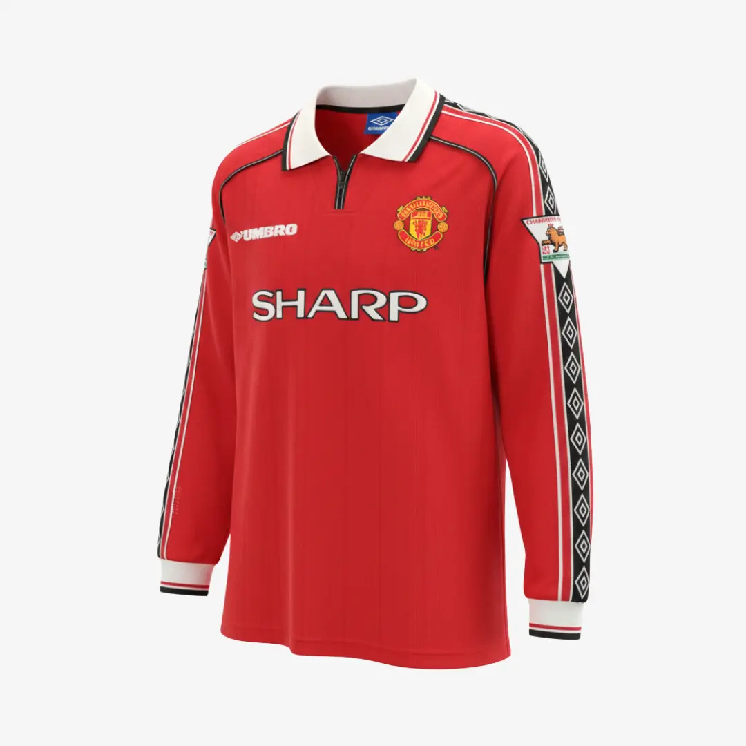 JerseyRetro_BKH98-1 Manchester United 1998 Beckham #7 - Jersey Fut Retro Manga Larga