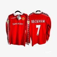 JerseyRetro_BKH98-5 Manchester United 1998 Beckham #7 - Jersey Fut Retro Manga Larga